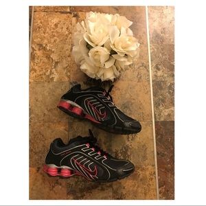 Pink and Black Nike Shox